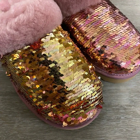 UGG | Cluggette Sequins PINK Slippers New In Box GIFT - Picture 7 of 14